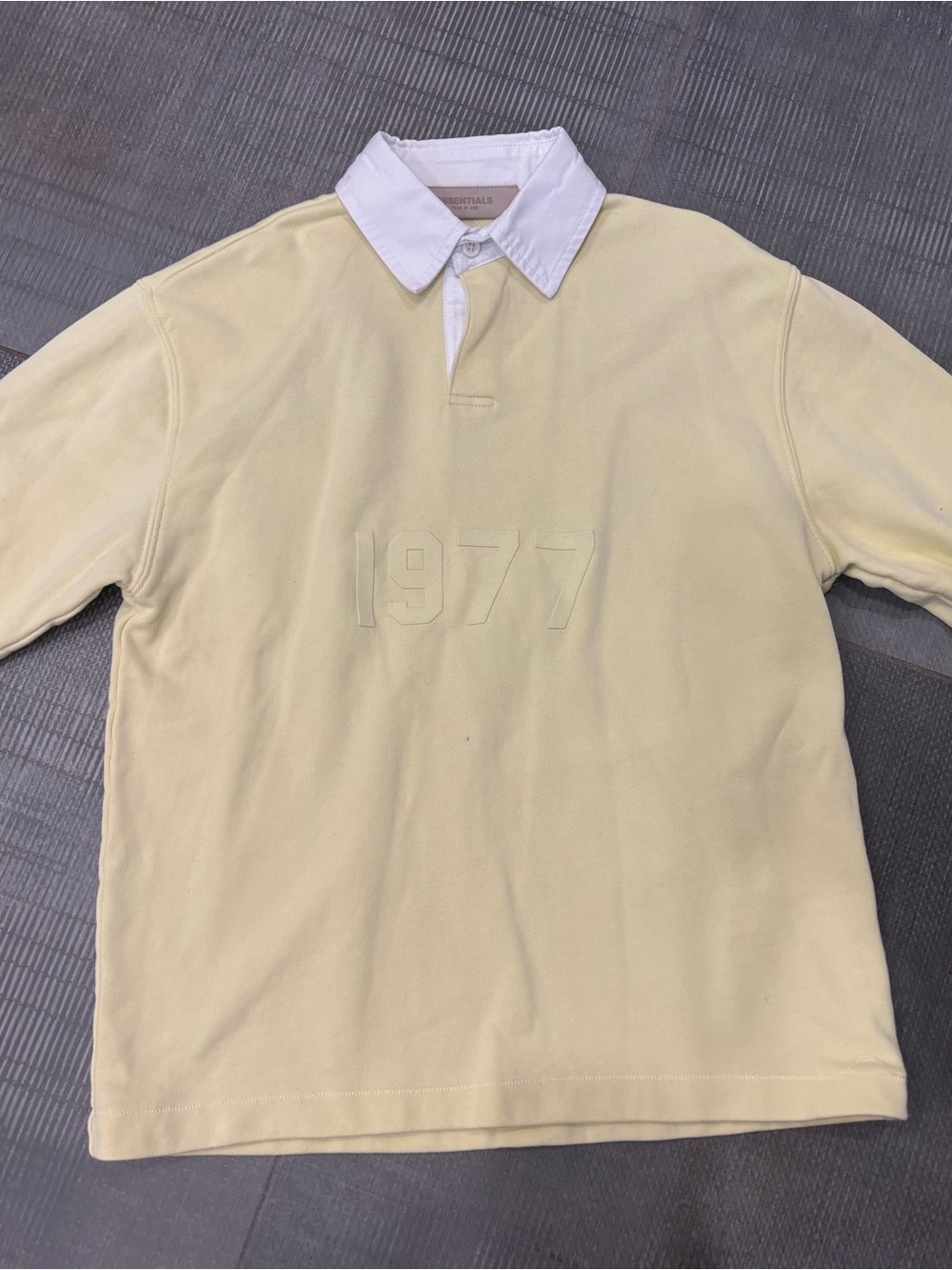 Kids Essentials Fear of God Pale Yellow Rugby Polo with White Collar